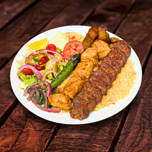 Mix BBQ, Beef Kebab and Shish Tawook Sticks plate