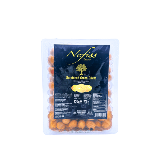 Nefiss Divine: Scratched Green Olives, 725 g