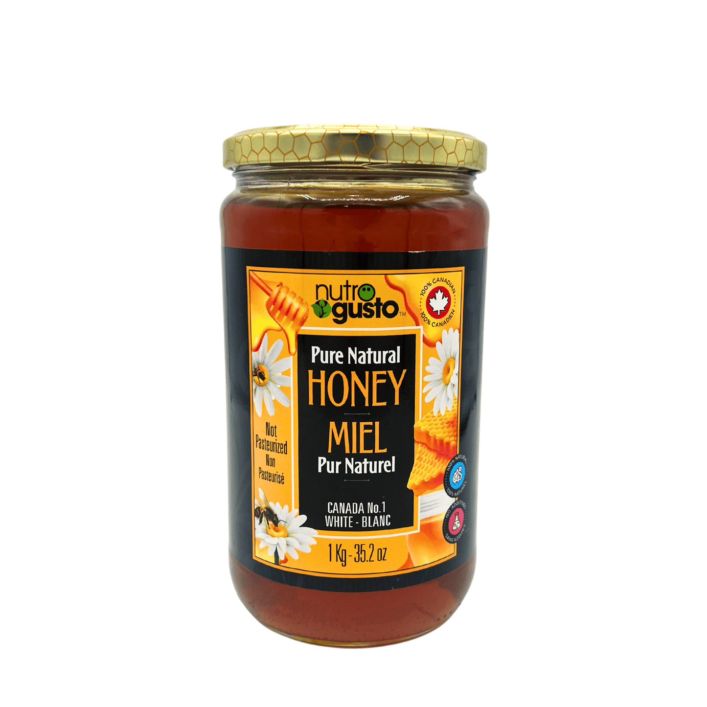 Nutro Gusto: Pure Natural Honey, Not Pasteurized, 1 kg