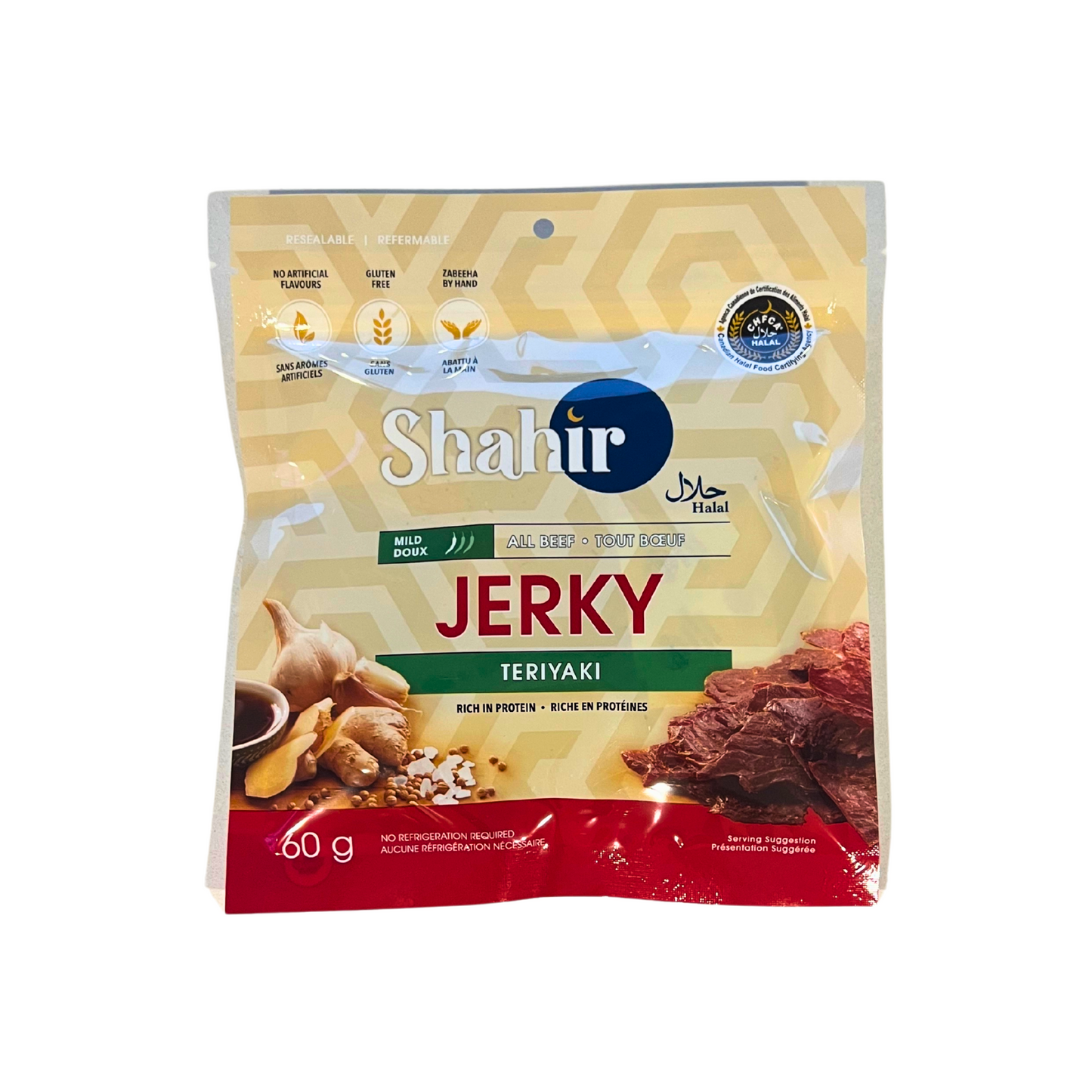 Shahir: halal Jerky, Teriyaki, Mild, All Beef, 60 g
