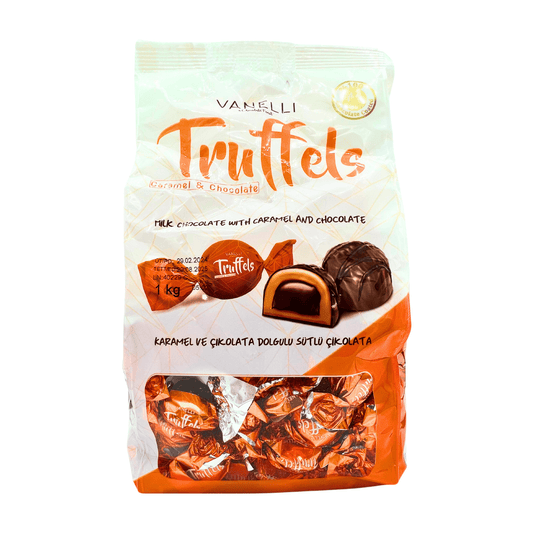 Vanelli: Truffels, Milk Chocolate With Caramel And Chocolate, 100% Chocolate Coated, 1 Kg